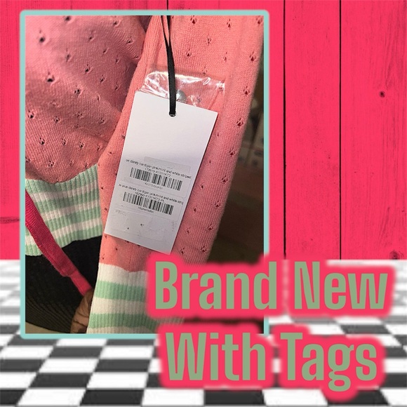 NWT: Unique Vintage - Pink Perforated Dandy Cardigan (SIZE MEDIUM) - Picture 4 of 9